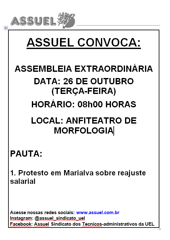 ASSEMBLEIA EXTRAORDINÁRIA - 26/10/2021